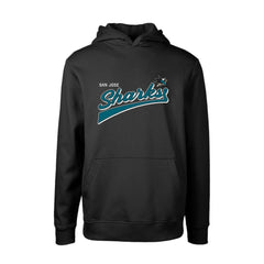 San Jose Sharks Levelwear Youth Podium Retro Script Fleece Pullover Hoodie - Black - NHL