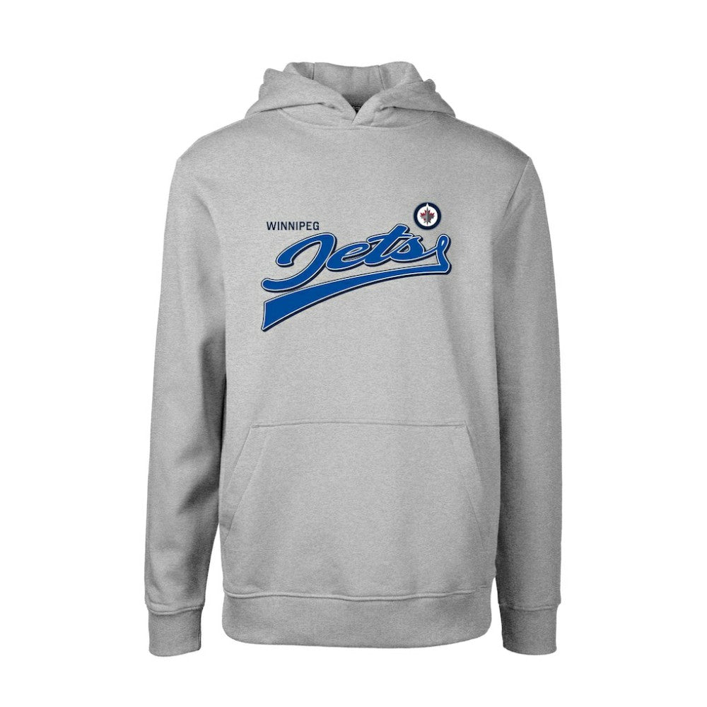 Winnipeg Jets Levelwear Youth Podium Retro Script Fleece Pullover Hoodie - Gray - NHL