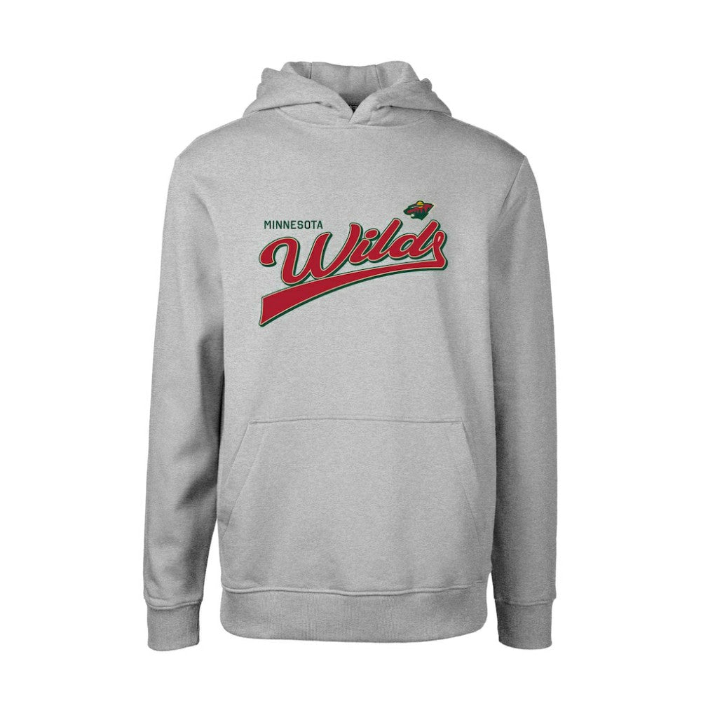 Minnesota Wild Levelwear Youth Podium Retro Script Fleece Pullover Hoodie - Gray - NHL