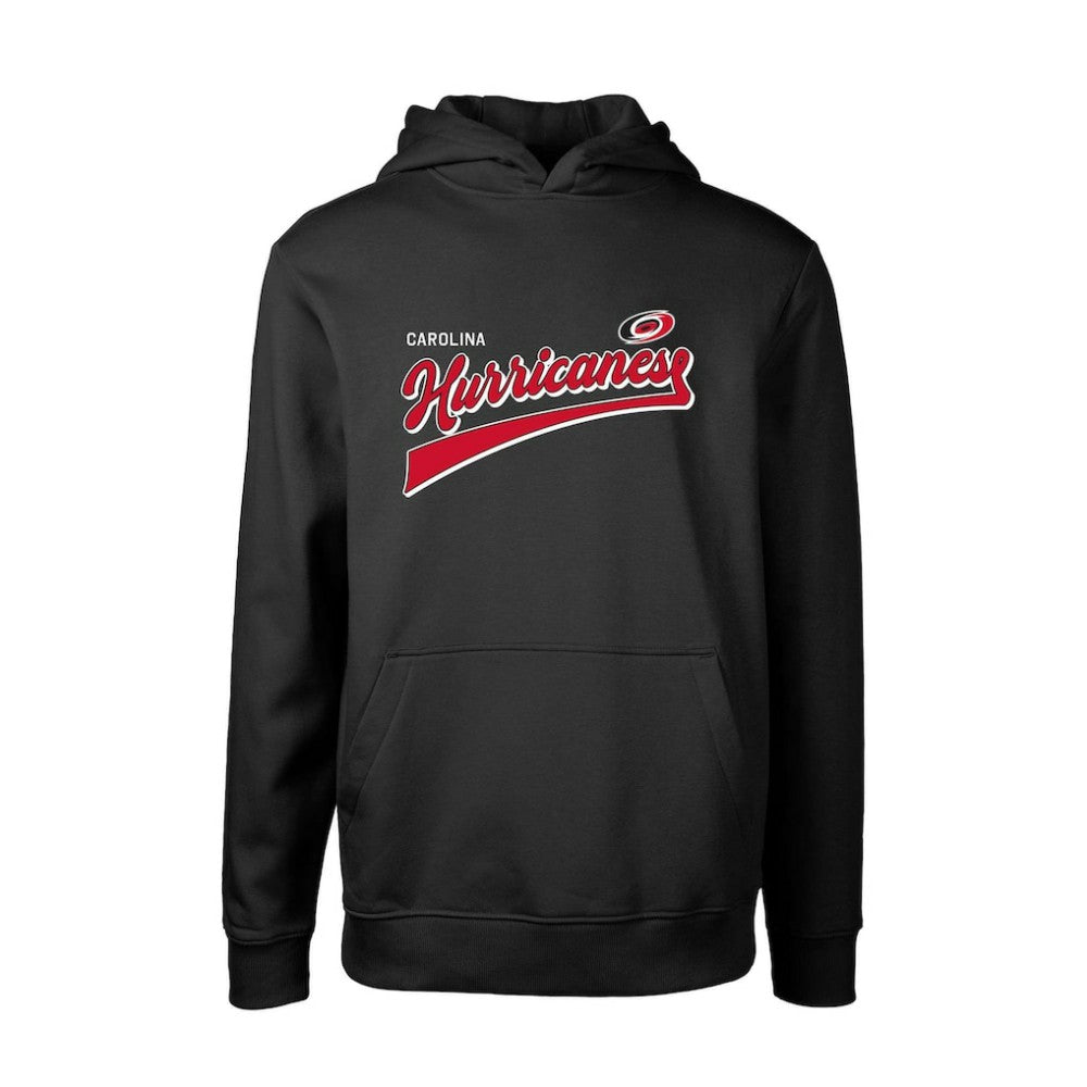 Carolina Hurricanes Levelwear Youth Podium Retro Script Fleece Pullover Hoodie - Black - NHL