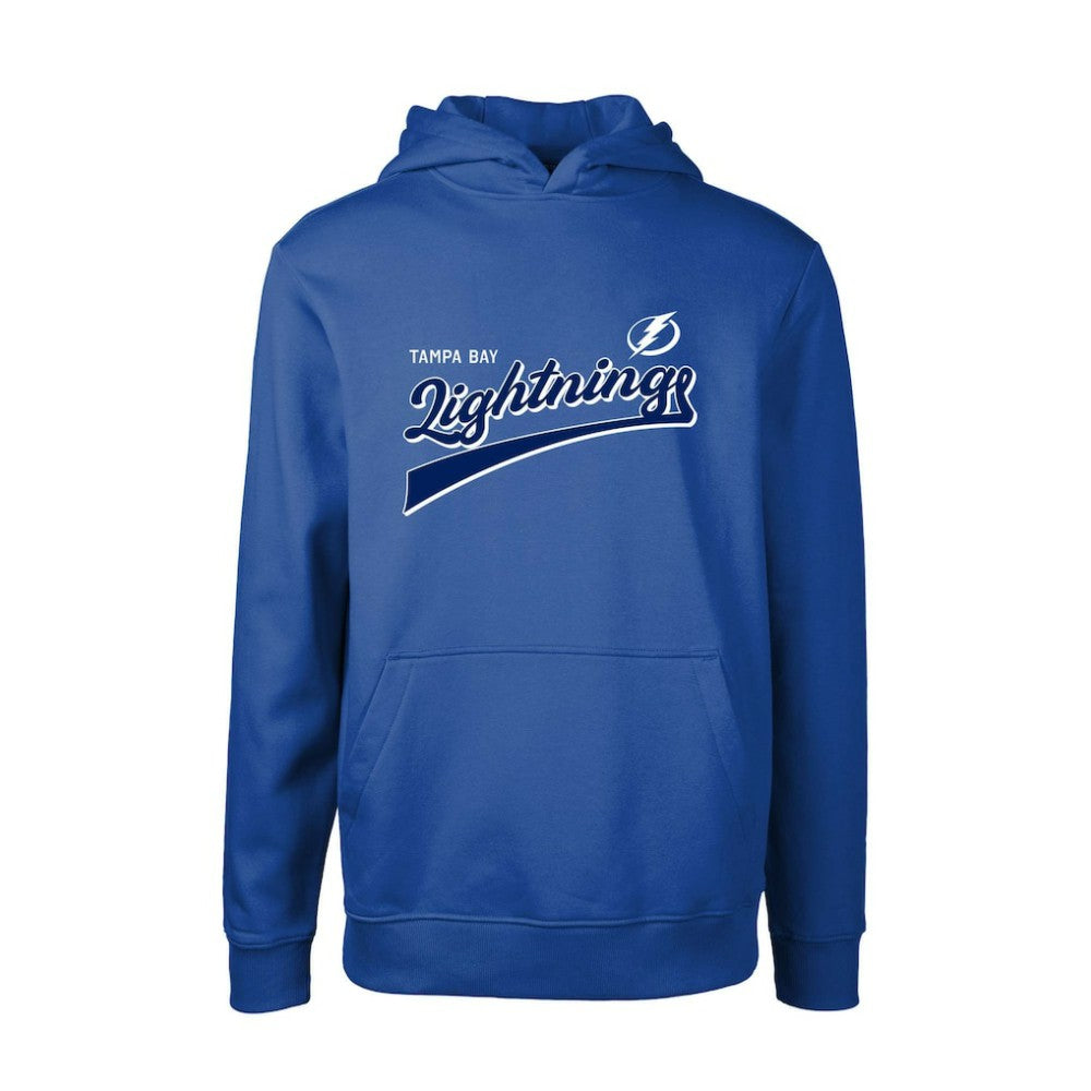 Tampa Bay Lightning Levelwear Youth Podium Retro Script Fleece Pullover Hoodie - Blue - NHL