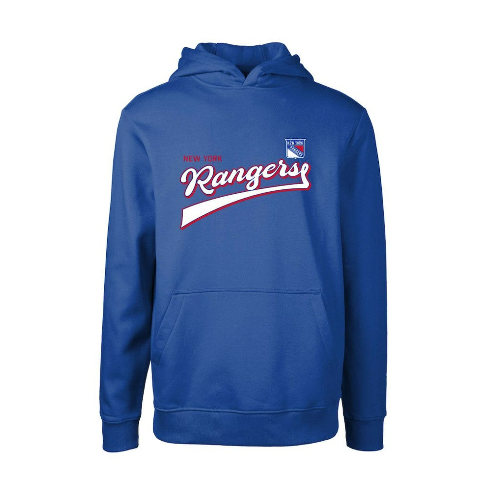 New York Rangers Levelwear Youth Podium Retro Script Fleece Pullover Hoodie - Blue - NHL