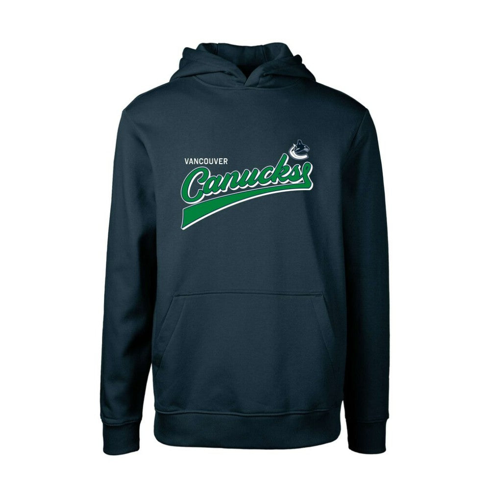 Vancouver Canucks Levelwear Youth Podium Retro Script Fleece Pullover Hoodie - Navy - NHL