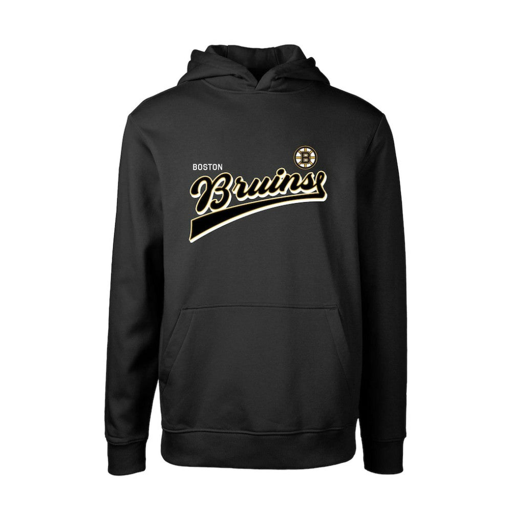 Boston Bruins Levelwear Youth Podium Retro Script Fleece Pullover Hoodie - Black - NHL