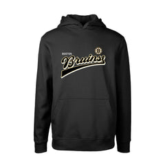 Boston Bruins Levelwear Youth Podium Retro Script Fleece Pullover Hoodie - Black - NHL