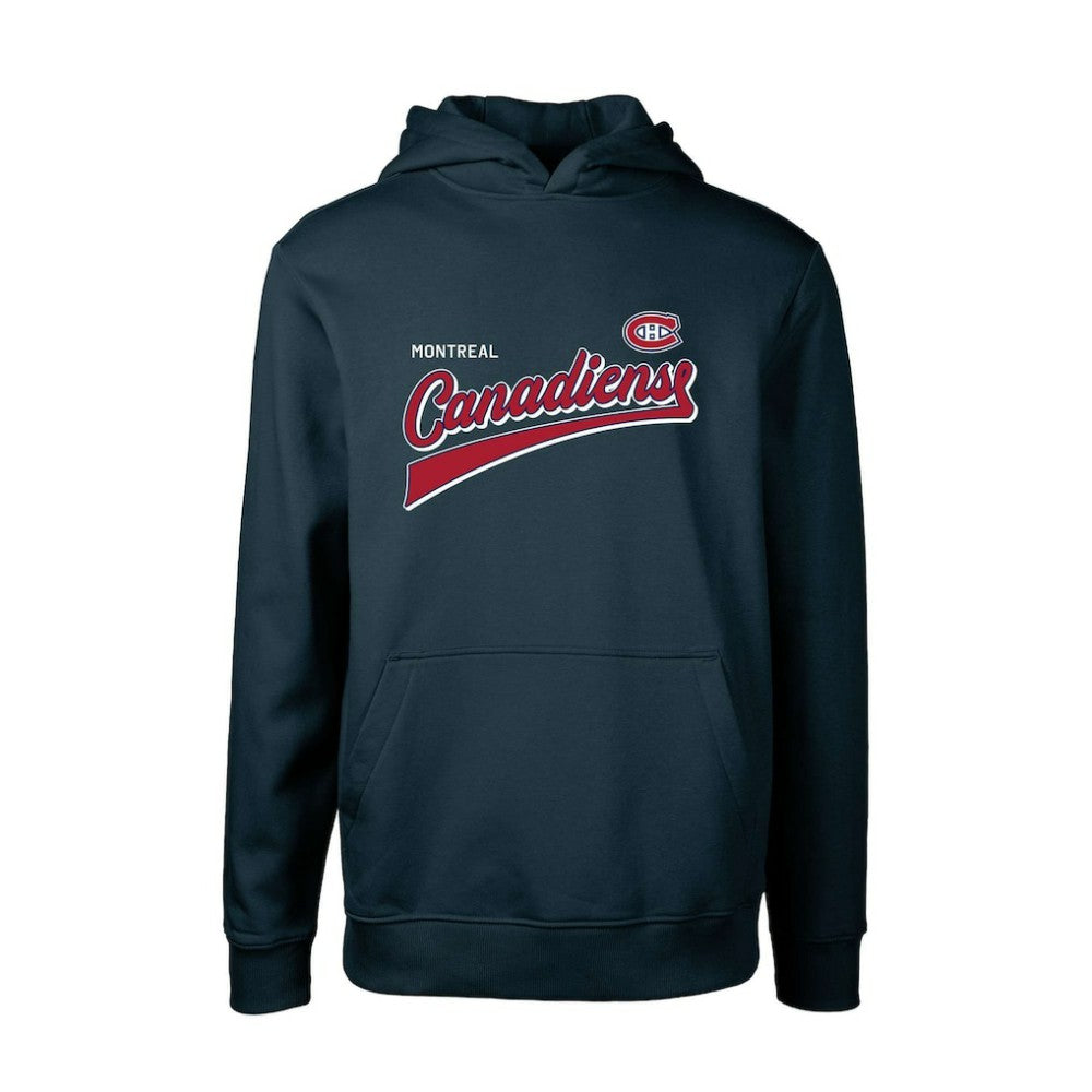 Montreal Canadiens Levelwear Youth Podium Retro Script Fleece Pullover Hoodie - Navy - NHL
