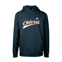 Edmonton Oilers Levelwear Youth Podium Retro Script Fleece Pullover Hoodie - Navy - NHL