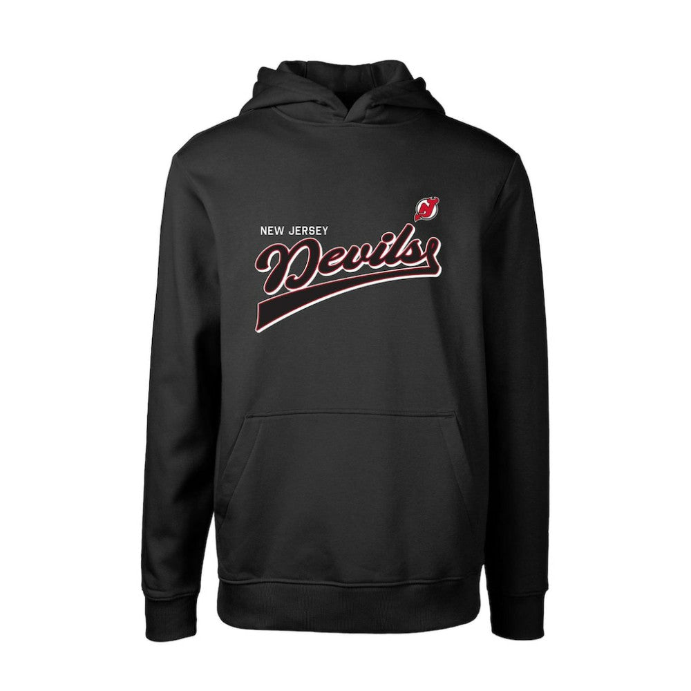 New Jersey Devils Levelwear Youth Podium Retro Script Fleece Pullover Hoodie - Black - NHL