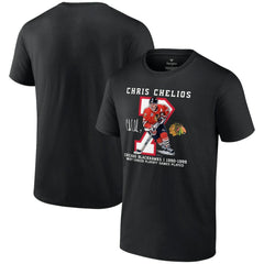 Chris Chelios Chicago Blackhawks Jersey Retirement T-Shirt - Black - NHL