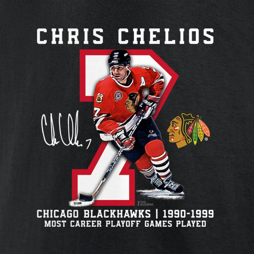 Chris Chelios Chicago Blackhawks Jersey Retirement T-Shirt - Black - NHL