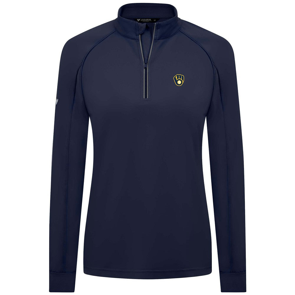 Milwaukee Brewers Levelwear Women's Kinetic Insignia Quarter-Zip Pullover - MLB