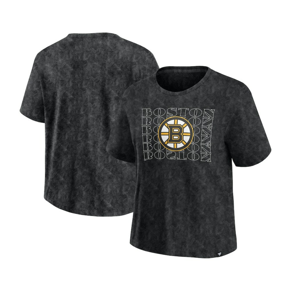Boston Bruins Fanatics Women's Faded Wash T-Shirt - Black - NHL