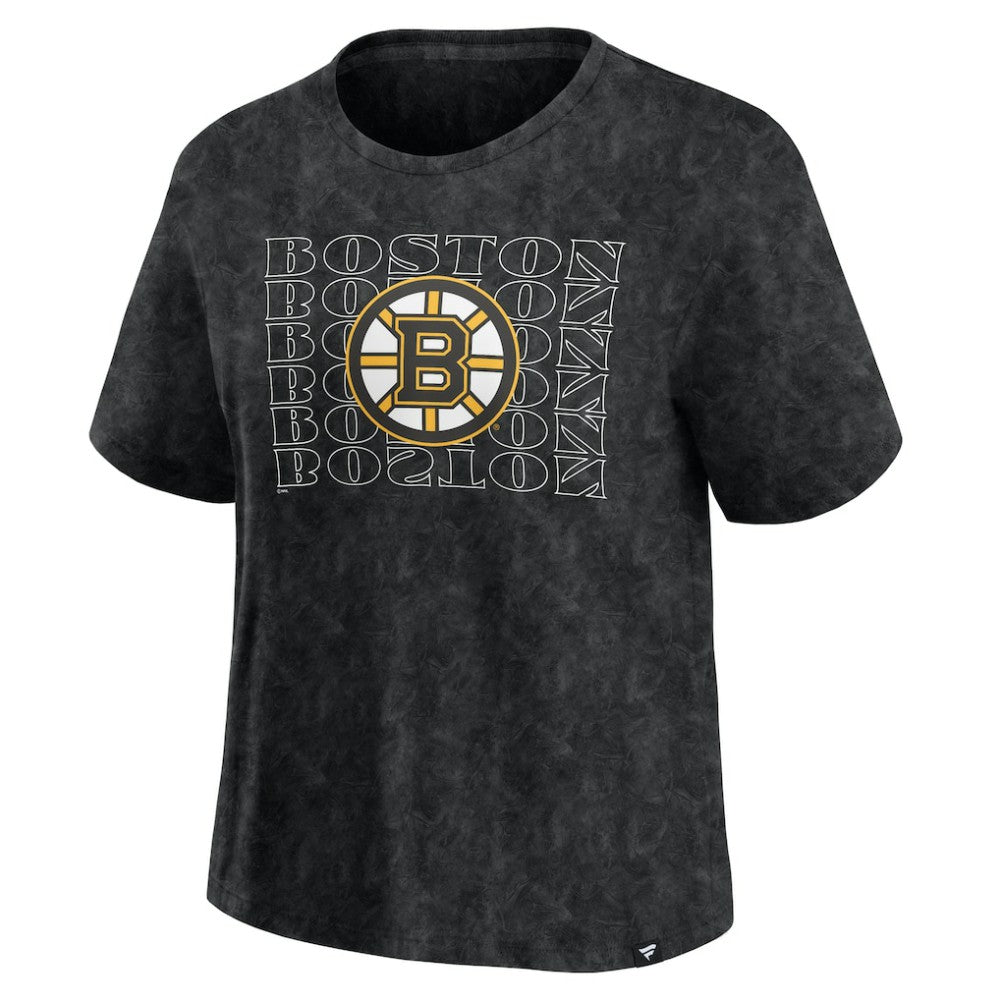 Boston Bruins Fanatics Women's Faded Wash T-Shirt - Black - NHL