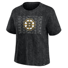 Boston Bruins Fanatics Women's Faded Wash T-Shirt - Black - NHL