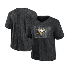 Pittsburgh Penguins Fanatics Women's Faded Wash T-Shirt - Black - NHL