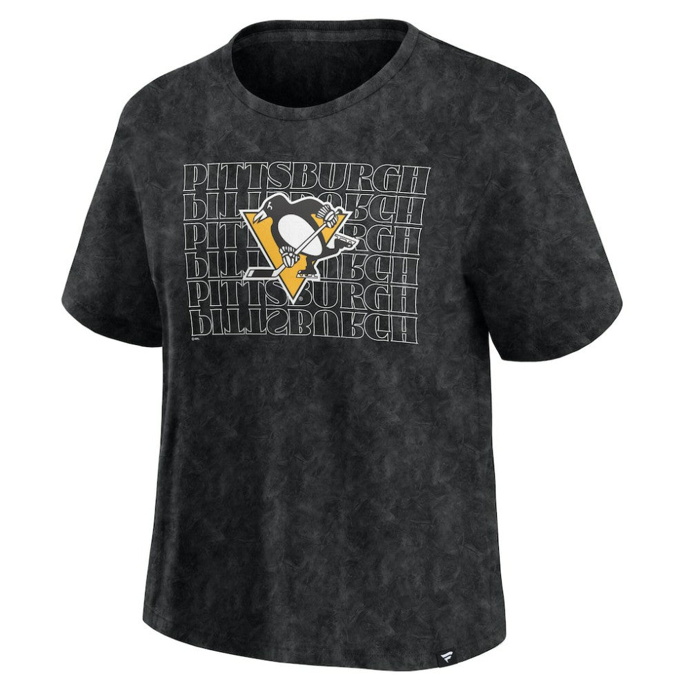 Pittsburgh Penguins Fanatics Women's Faded Wash T-Shirt - Black - NHL