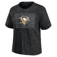 Pittsburgh Penguins Fanatics Women's Faded Wash T-Shirt - Black - NHL