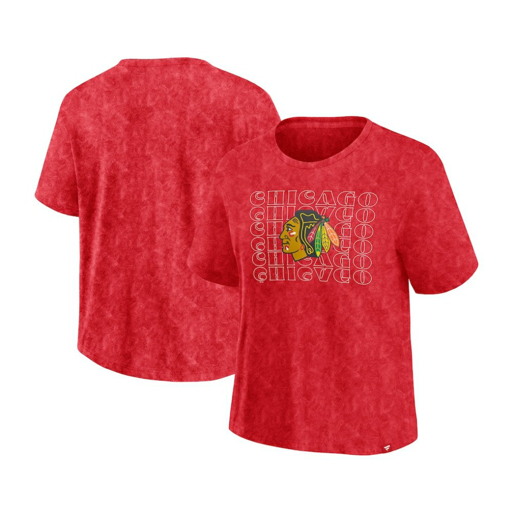 Chicago Blackhawks Fanatics Women's Faded Wash T-Shirt - Red - NHL