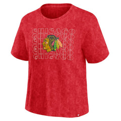 Chicago Blackhawks Fanatics Women's Faded Wash T-Shirt - Red - NHL
