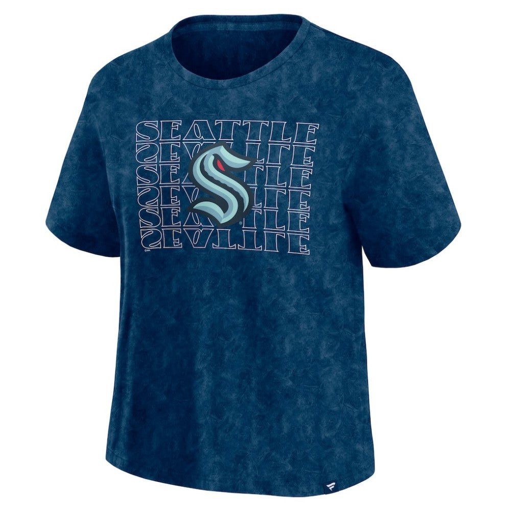 Seattle Kraken Fanatics Women's Faded Wash T-Shirt - Deep Sea Blue - NHL