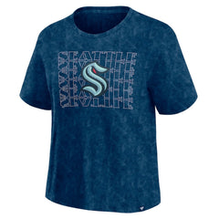 Seattle Kraken Fanatics Women's Faded Wash T-Shirt - Deep Sea Blue - NHL