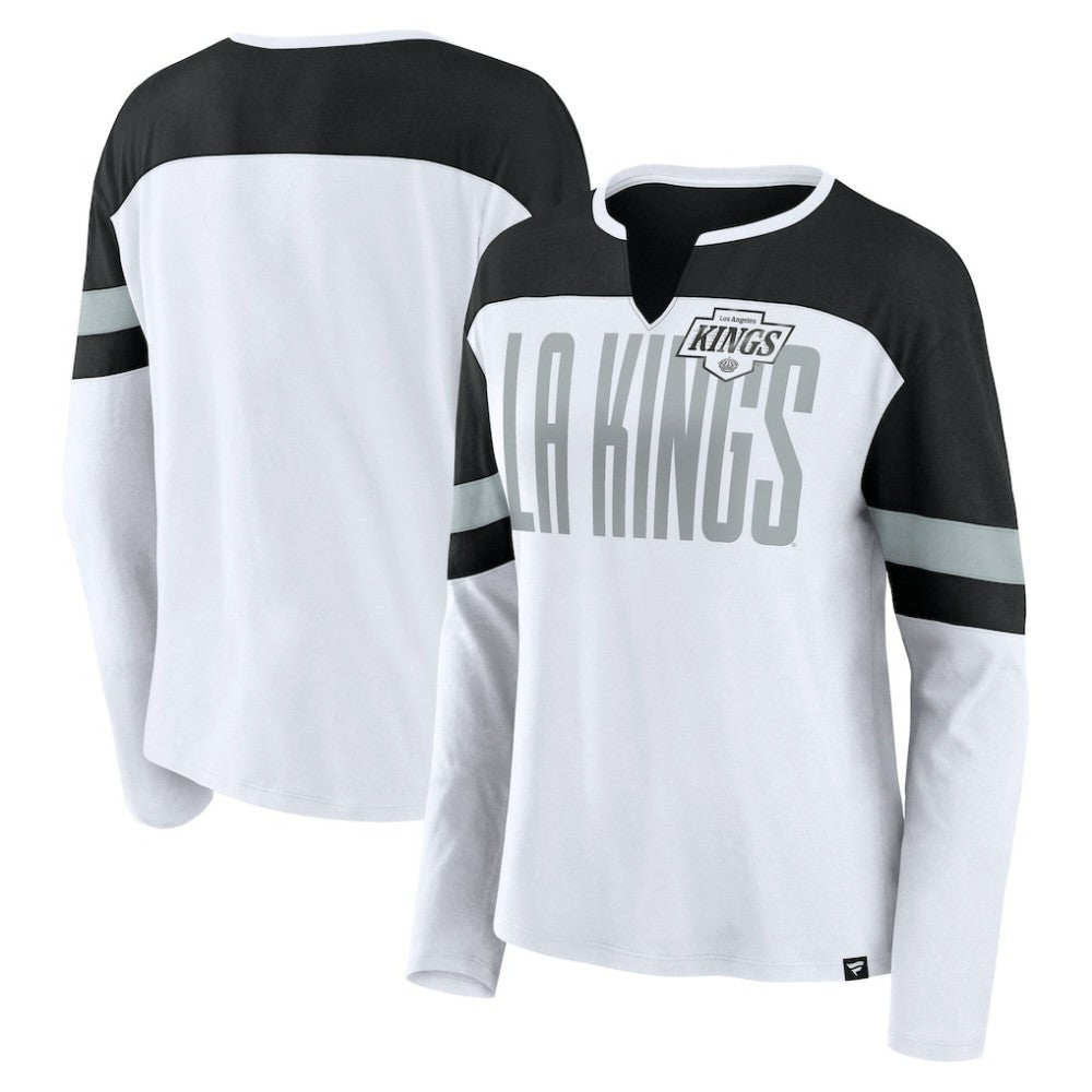 Los Angeles Kings Fanatics Women's Frozen Long Sleeve Notch Neck T-Shirt - White/Black - NHL