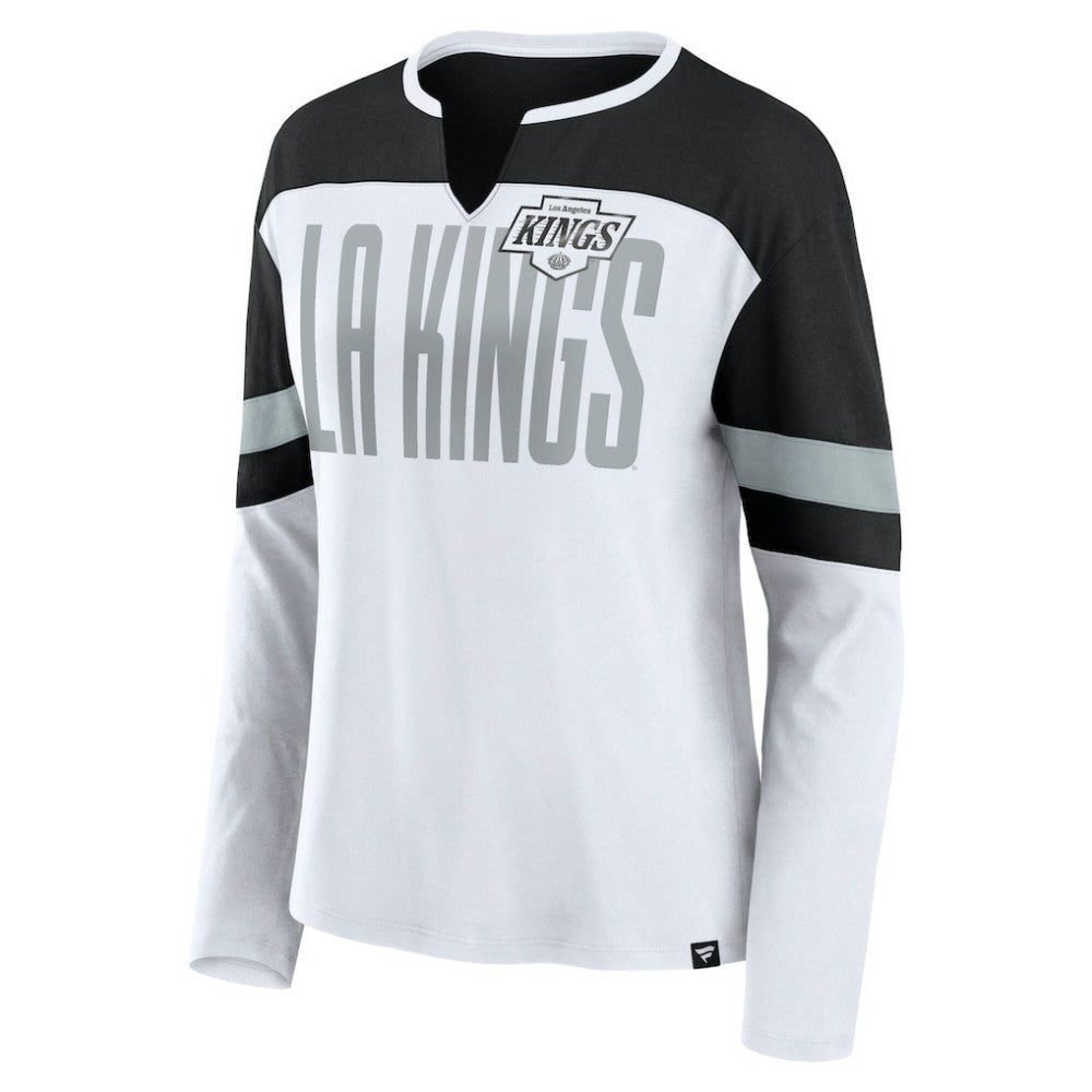 Los Angeles Kings Fanatics Women's Frozen Long Sleeve Notch Neck T-Shirt - White/Black - NHL