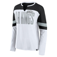Los Angeles Kings Fanatics Women's Frozen Long Sleeve Notch Neck T-Shirt - White/Black - NHL