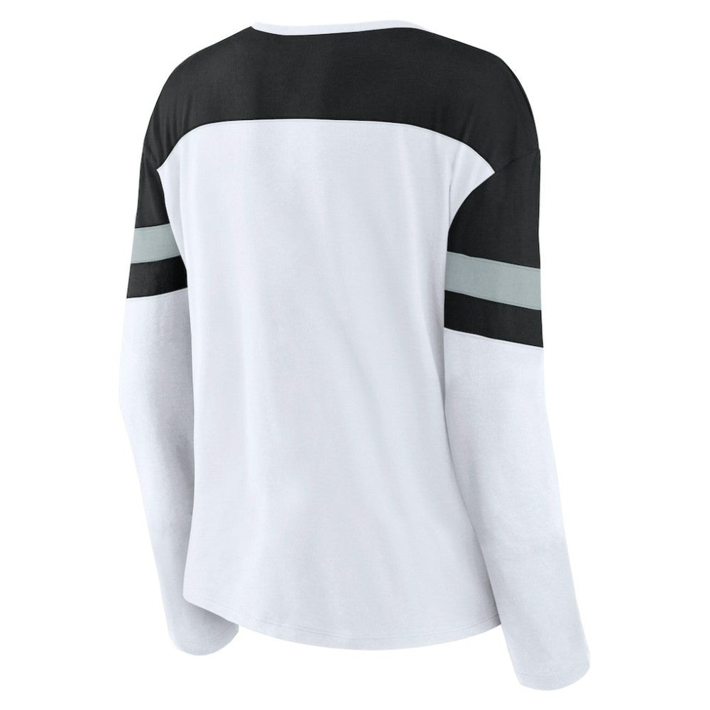 Los Angeles Kings Fanatics Women's Frozen Long Sleeve Notch Neck T-Shirt - White/Black - NHL