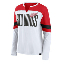 Detroit Red Wings Fanatics Women's Frozen Long Sleeve Notch Neck T-Shirt - White/Red - NHL