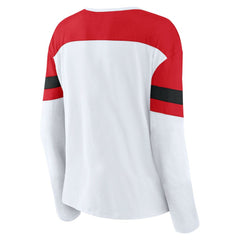 Detroit Red Wings Fanatics Women's Frozen Long Sleeve Notch Neck T-Shirt - White/Red - NHL