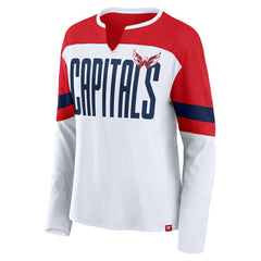 Washington Capitals Fanatics Women's Frozen Long Sleeve Notch Neck T-Shirt - White/Red - NHL