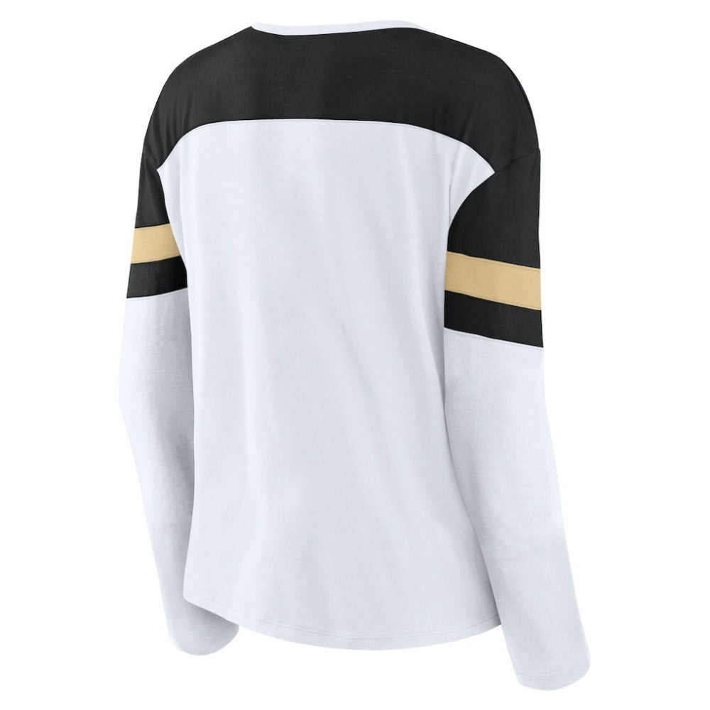 Vegas Golden Knights Fanatics Women's Frozen Long Sleeve Notch Neck T-Shirt - White/Black - NHL