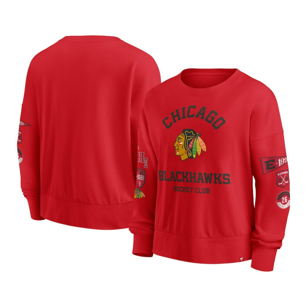 Chicago Blackhawks Fanatics Women's Go Team Pullover Sweatshirt - Red - NHL