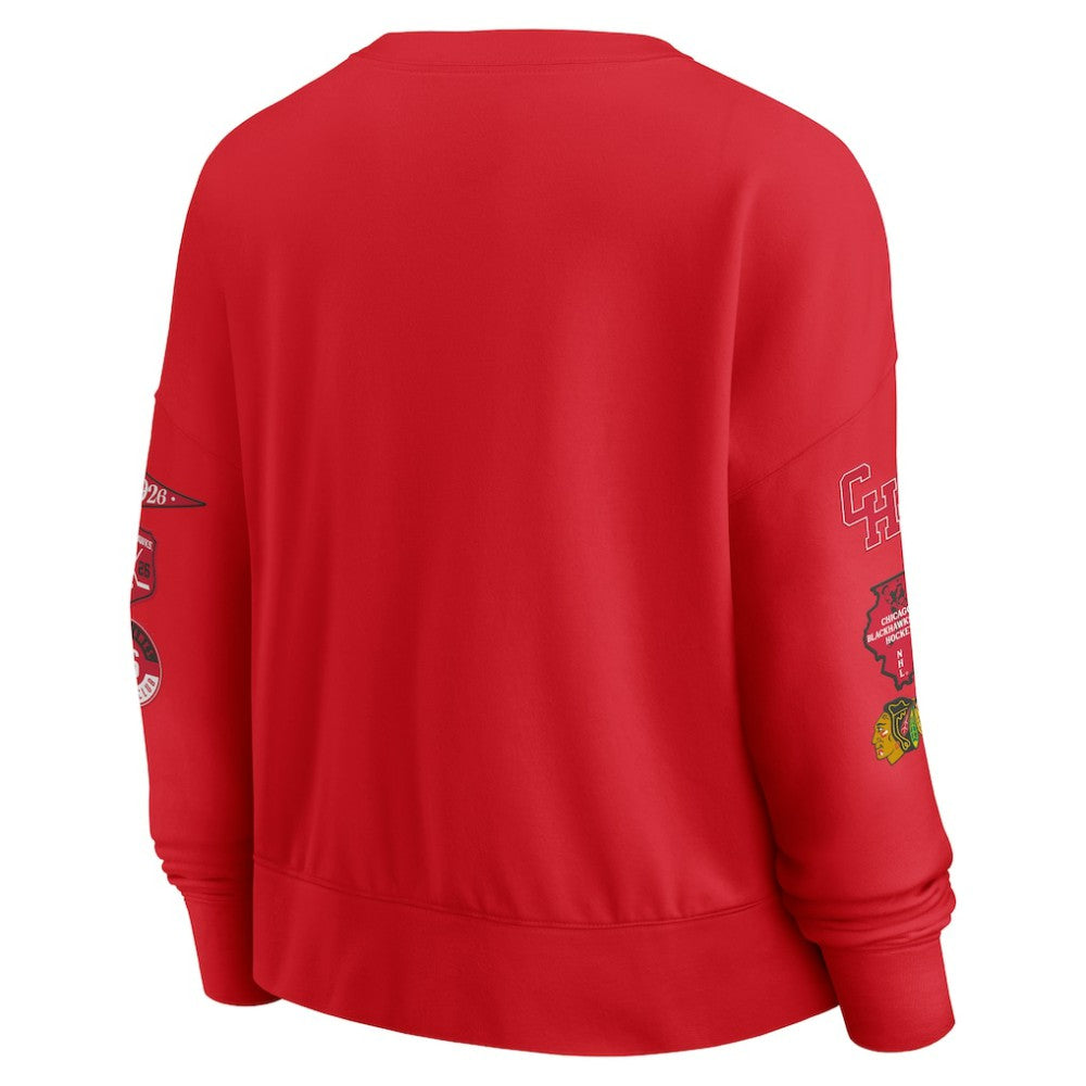 Chicago Blackhawks Fanatics Women's Go Team Pullover Sweatshirt - Red - NHL