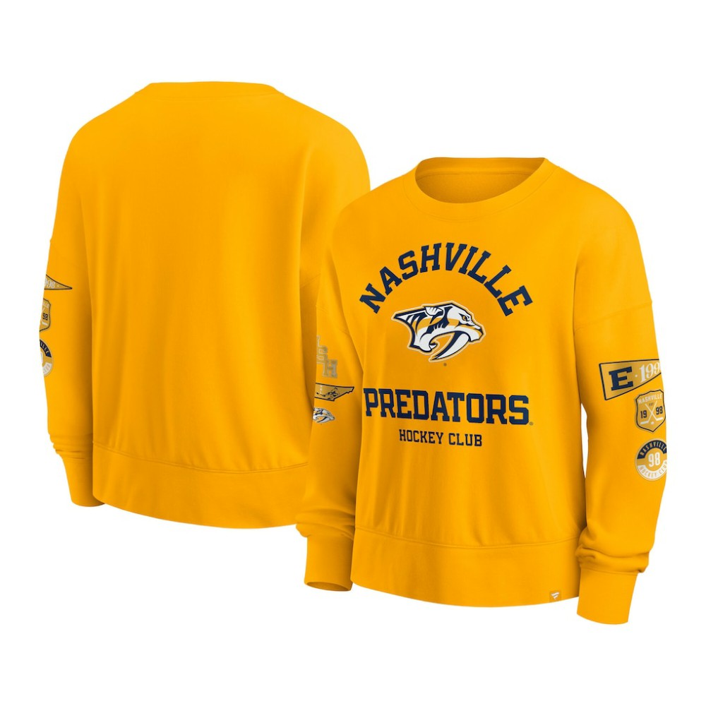Nashville Predators Fanatics Women's Go Team Pullover Sweatshirt - Gold - NHL