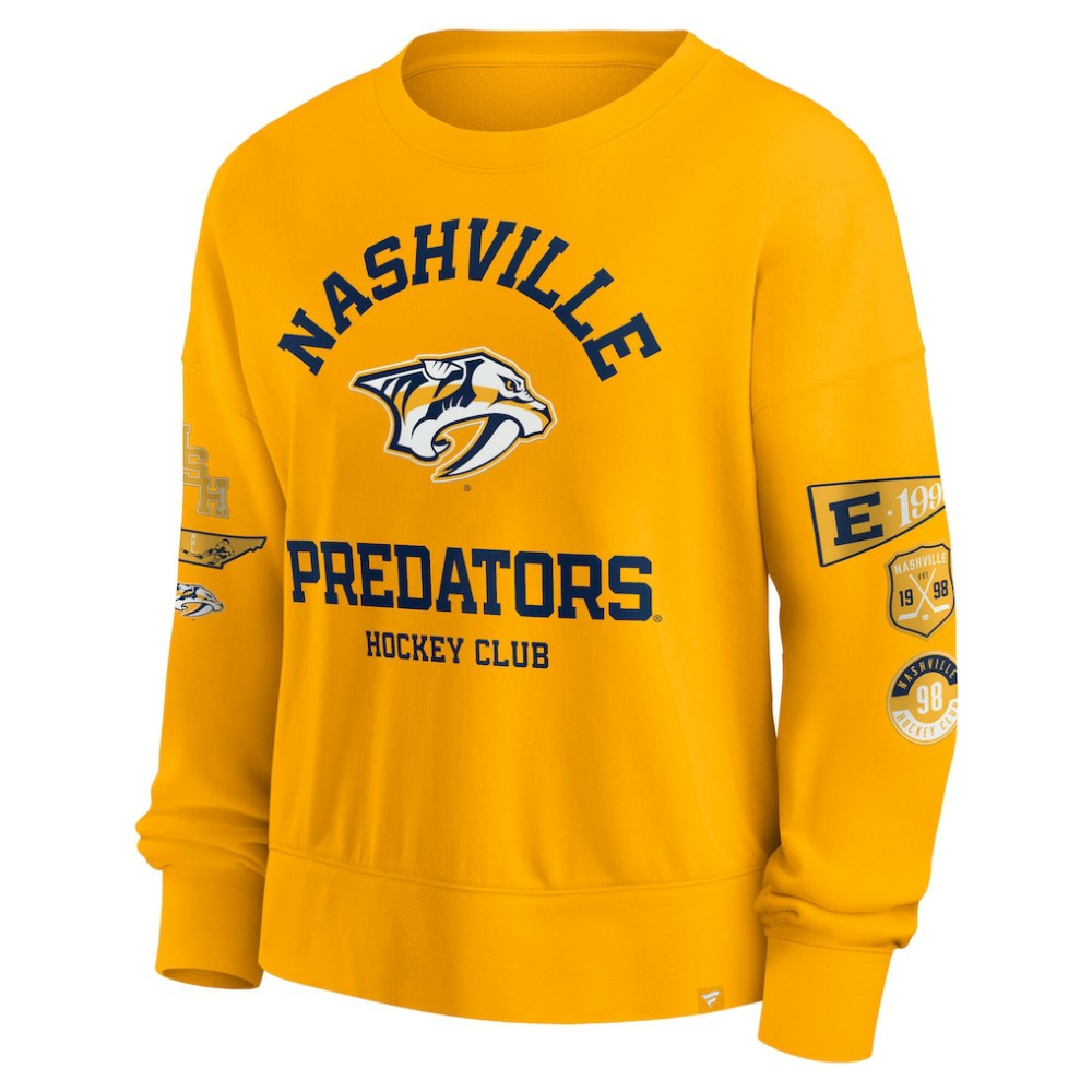 Nashville Predators Fanatics Women's Go Team Pullover Sweatshirt - Gold - NHL