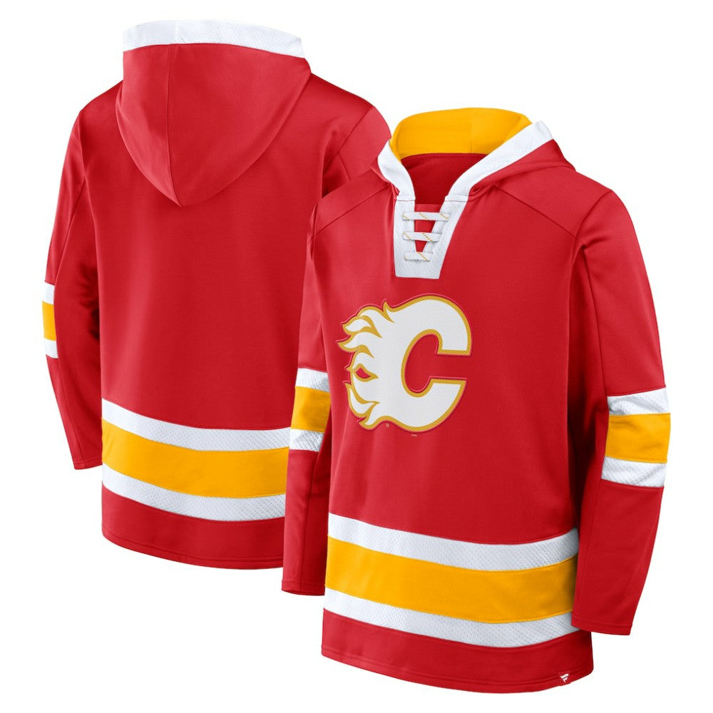 Calgary Flames Fanatics Inside Line Fleece Pullover Hoodie- Red - NHL