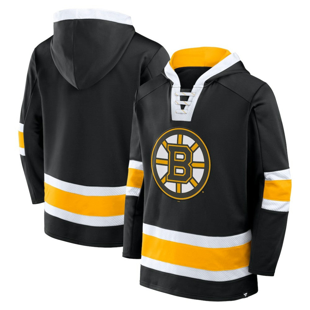Boston Bruins Fanatics Inside Line Fleece Pullover Hoodie- Black - NHL