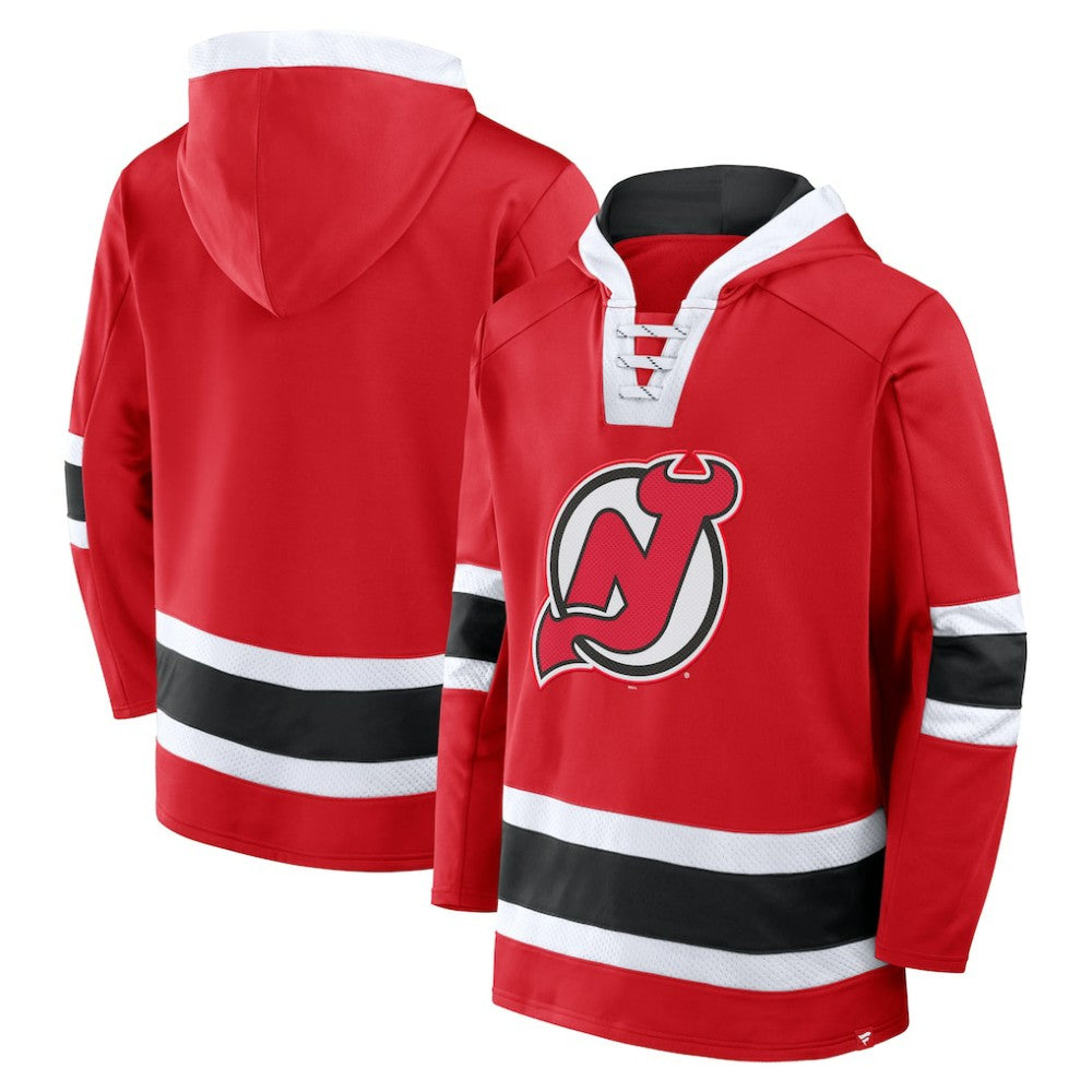 New Jersey Devils Fanatics Inside Line Fleece Pullover Hoodie- Red - NHL