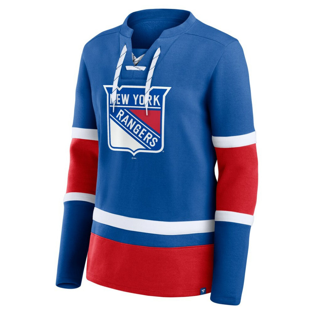 New York Rangers Fanatics Women's Prime Time Lace-Up Long Sleeve T-Shirt - Blue - NHL