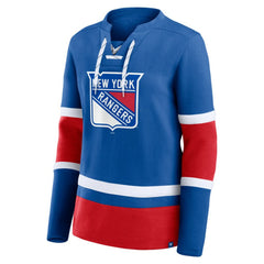 New York Rangers Fanatics Women's Prime Time Lace-Up Long Sleeve T-Shirt - Blue - NHL