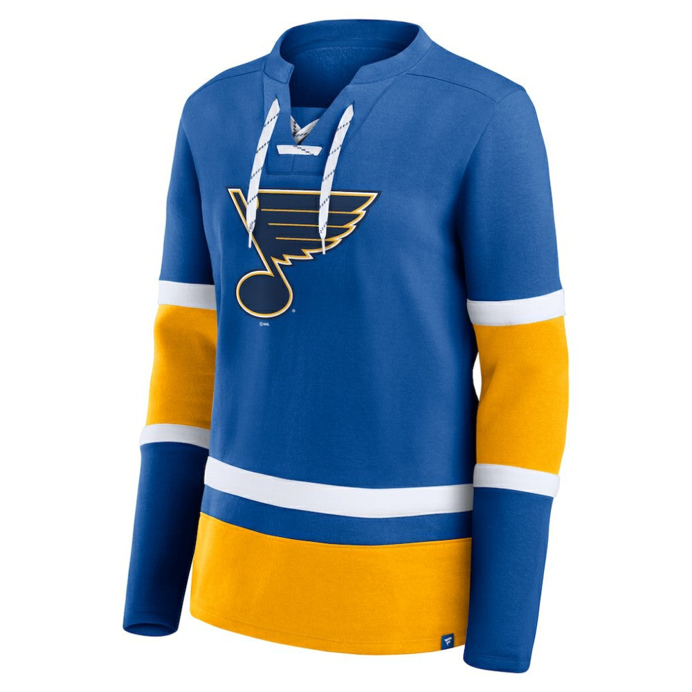 St. Louis Blues Fanatics Women's Prime Time Lace-Up Long Sleeve T-Shirt - Blue - NHL