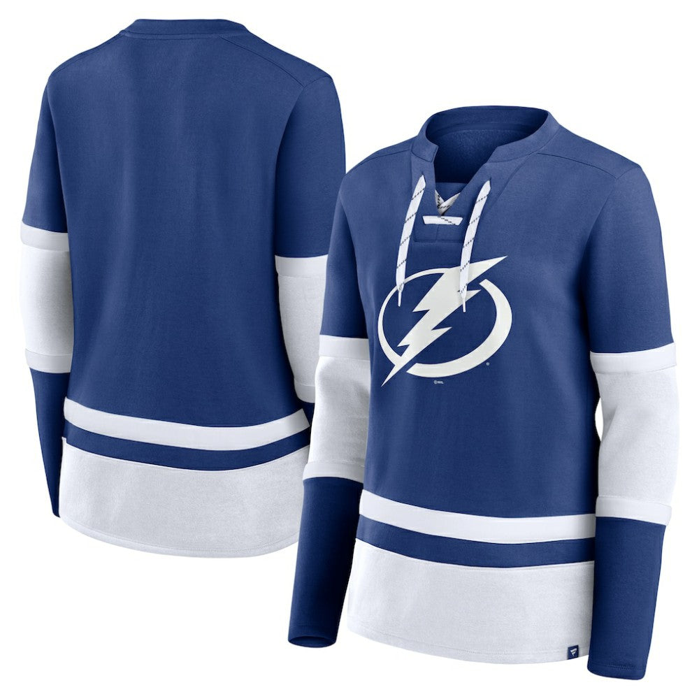 Tampa Bay Lightning Fanatics Women's Prime Time Lace-Up Long Sleeve T-Shirt - Blue - NHL