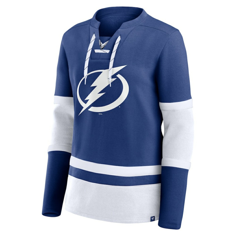 Tampa Bay Lightning Fanatics Women's Prime Time Lace-Up Long Sleeve T-Shirt - Blue - NHL