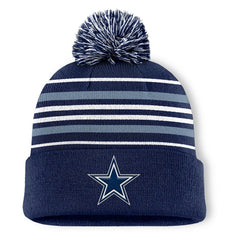 Dallas Cowboys Fundamental Striped Cuffed Knit Hat with Pom Navy | Fanatics