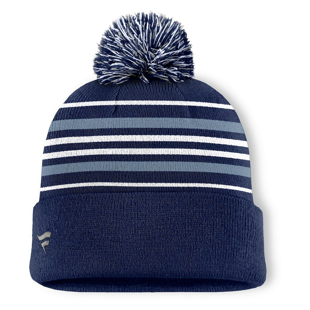 Dallas Cowboys Fundamental Striped Cuffed Knit Hat with Pom Navy | Fanatics