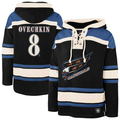 Alexander Ovechkin Washington Capitals '47 Player Name & Number Lacer Pullover Hoodie - Black - NHL