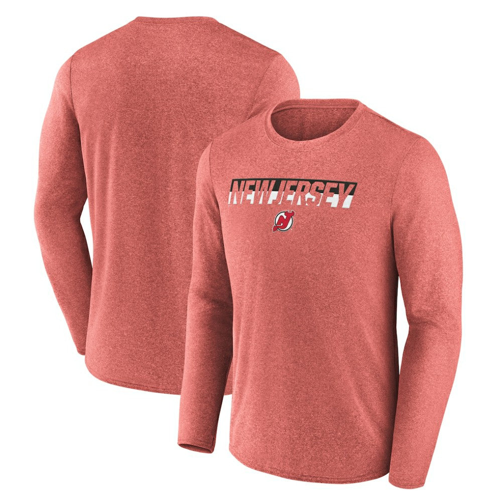 New Jersey Devils Fanatics Transition Long Sleeve T-Shirt - Heather Red - NHL
