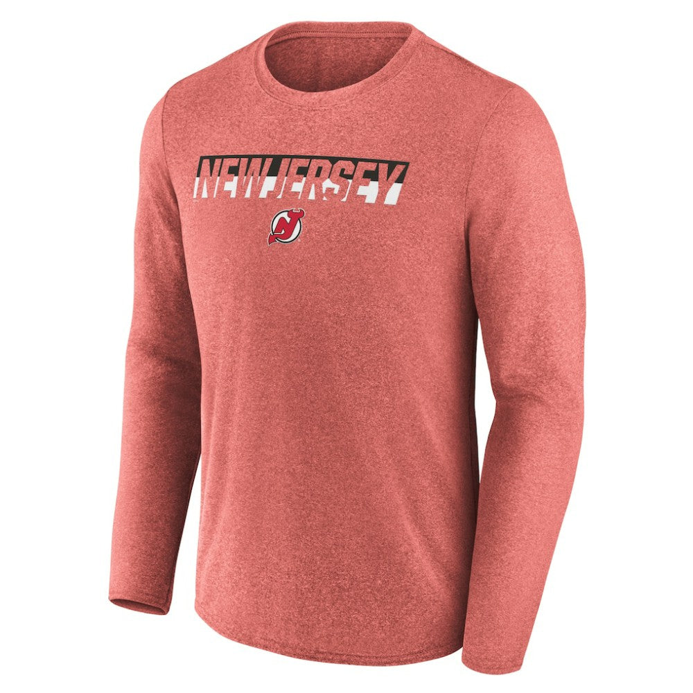 New Jersey Devils Fanatics Transition Long Sleeve T-Shirt - Heather Red - NHL
